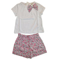 Carica l'immagine nel visualizzatore della galleria, Set Mare Bambina con Shorts Floreali Rosa e T-shirt con Fiocco Coordinato
