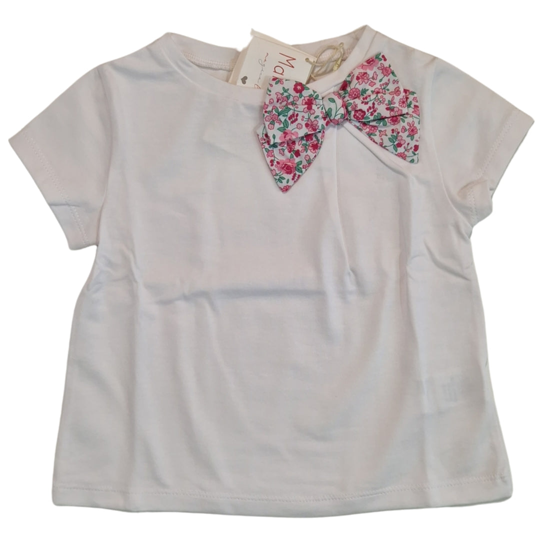 Set Mare Bambina con Shorts Floreali Rosa e T-shirt con Fiocco Coordinato