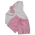 Carica l'immagine nel visualizzatore della galleria, Set mare bambina cotone righe rosa e bianco con fiocco – completo estivo
