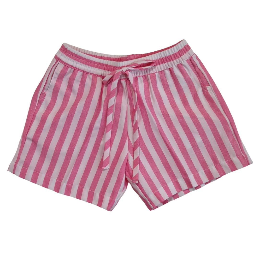 Set mare bambina cotone righe rosa e bianco con fiocco – completo estivo