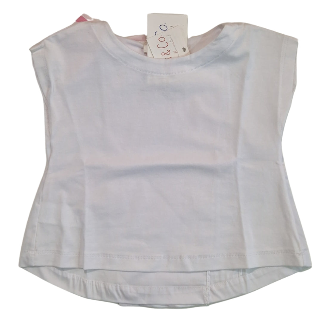 Set mare bambina cotone righe rosa e bianco con fiocco – completo estivo